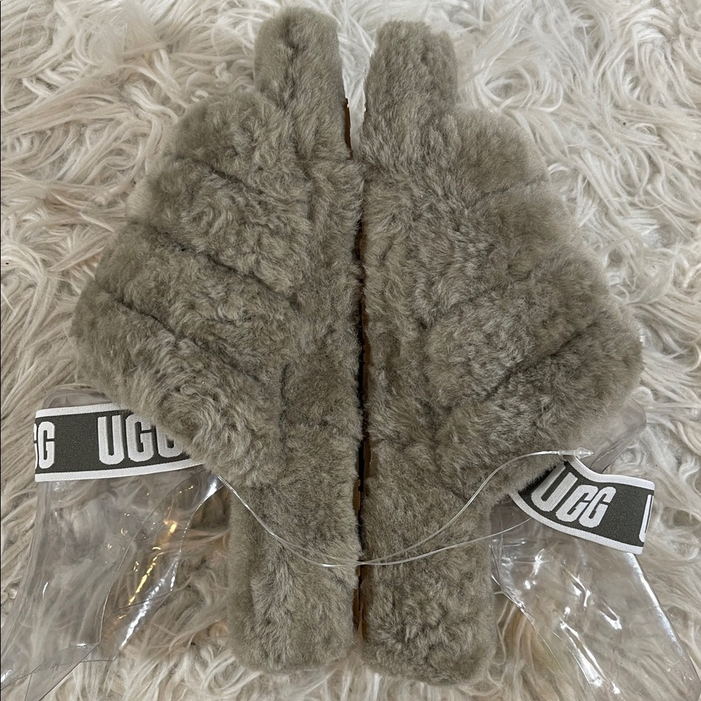 UGG Women's Fluff Yeah Slide Slipper 1095119 Burnt Olive Real Fur Lamb Sz. 9 NEW - Picture 8 of 15